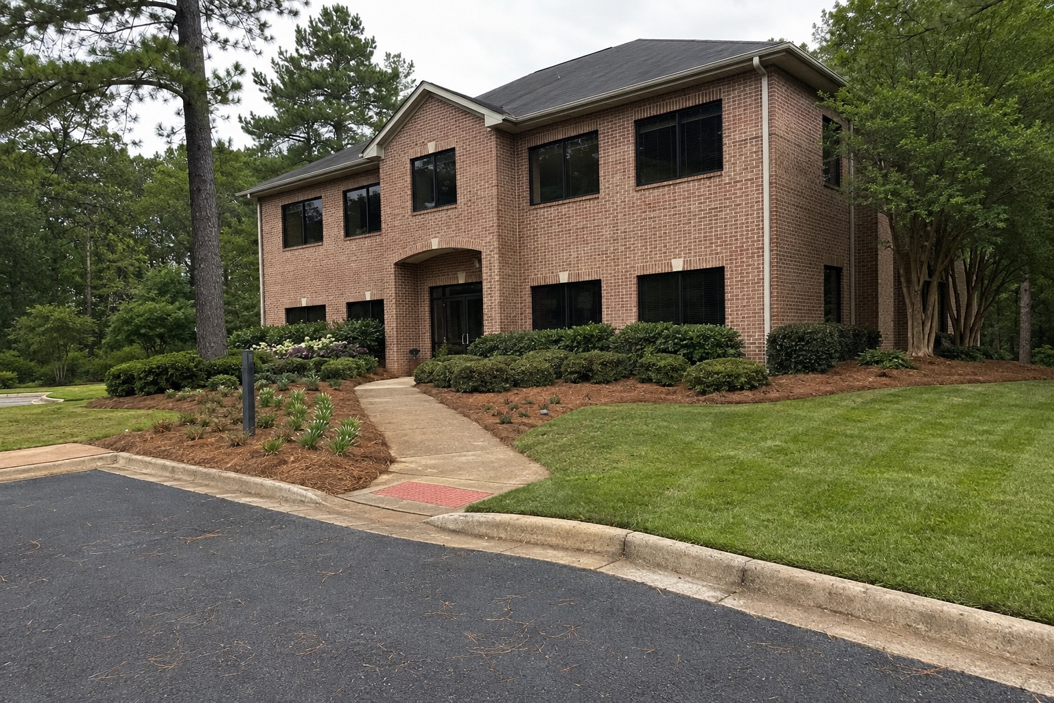 Grounds refresh around a brick office property